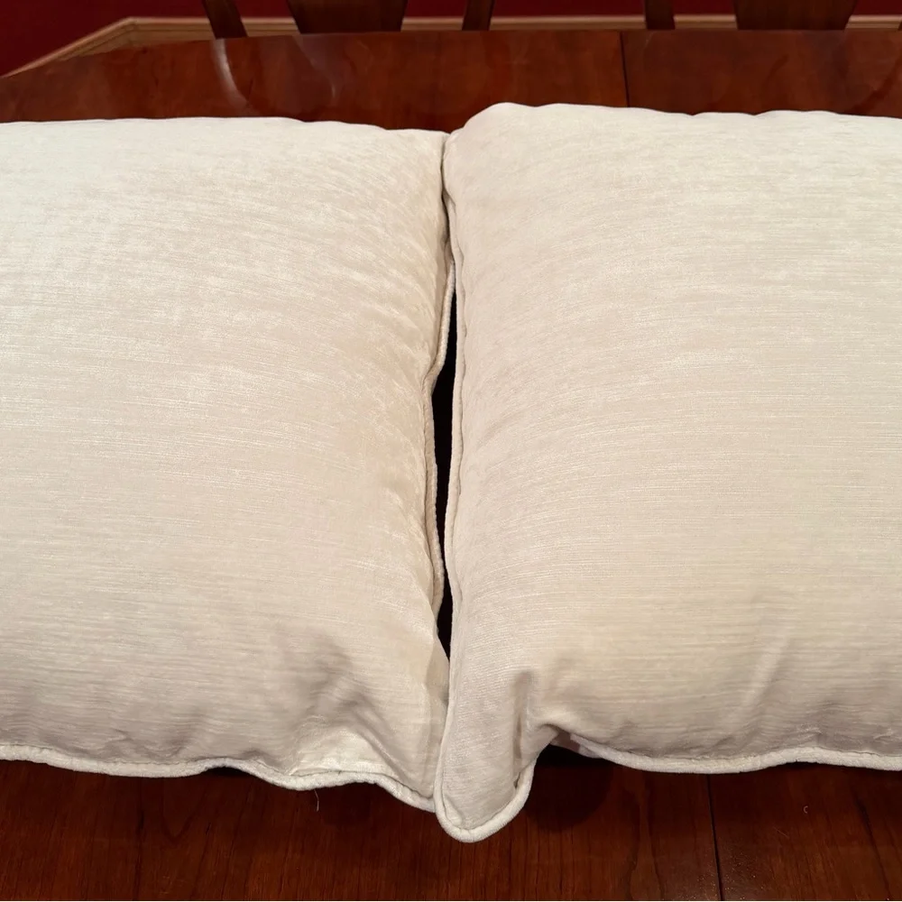 Set of Two Velvet Ivory PILLOW COVERS - 26x26